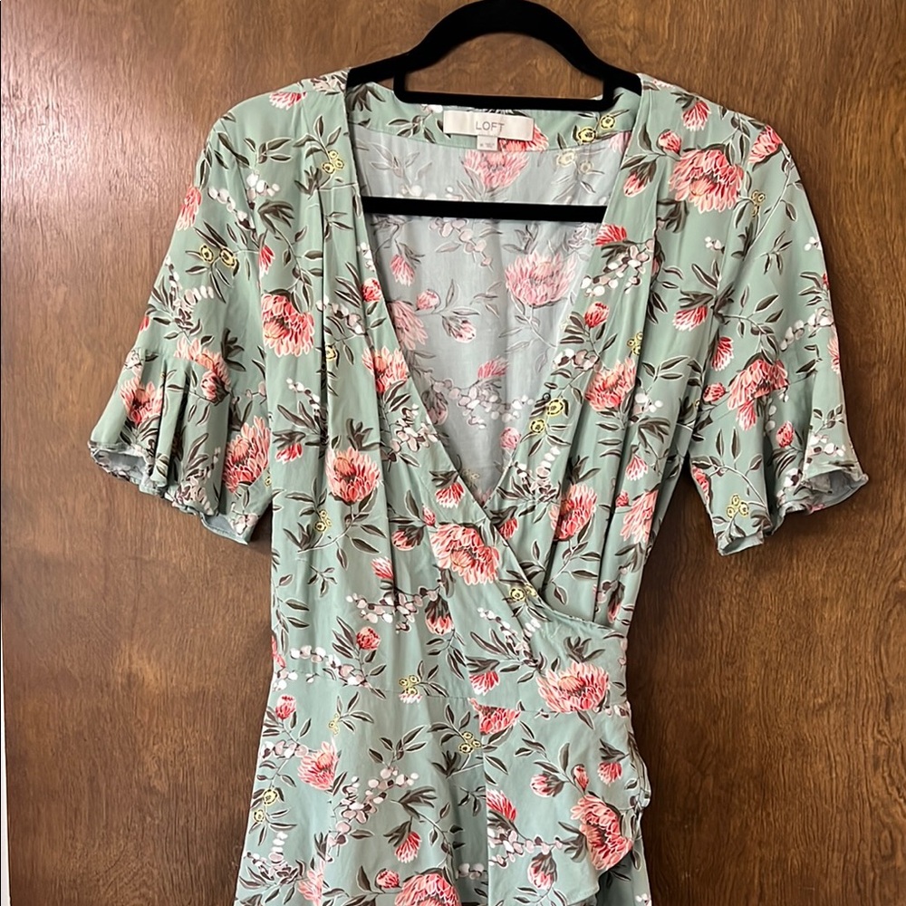 LOFT Floral Wrap Blouse